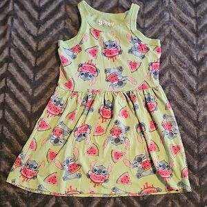 🍉💙 Disney Stitch Girls Summer Watermelon Dress – Size 6X 💙🍉
